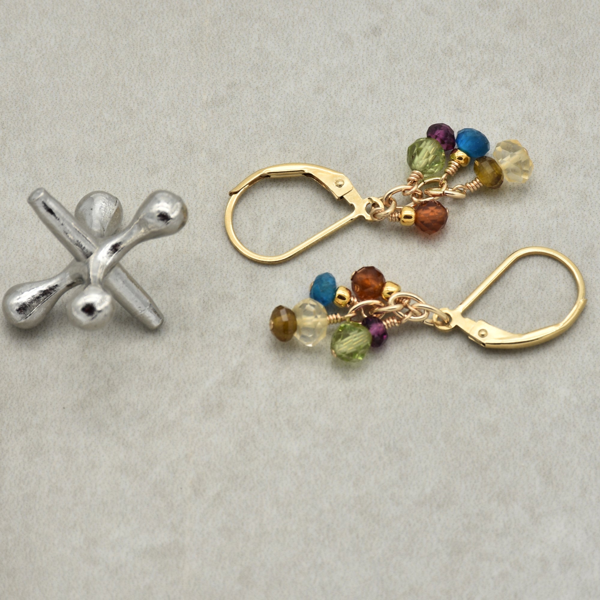 Gold Rush Statement Earrings - Handmade Gold Filled Multi-gem