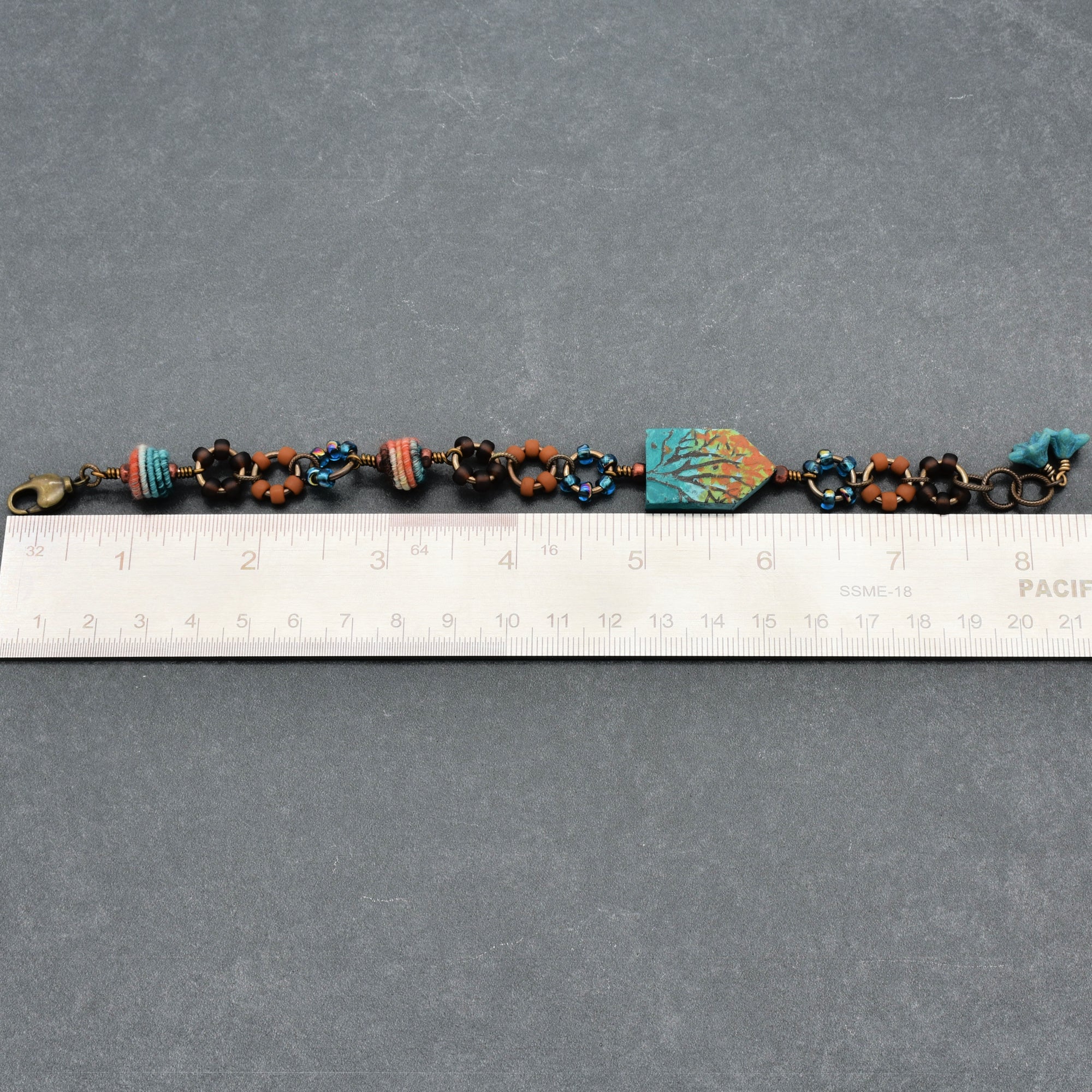 Where the Heart Is Bracelet - Artisan Polymer Clay House, Autumn Tones, Handmade