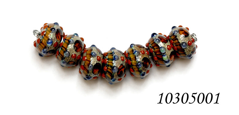 Pepper Spice Rondelle Beads | Artisan Lampwork Beads | Ruby Acorn