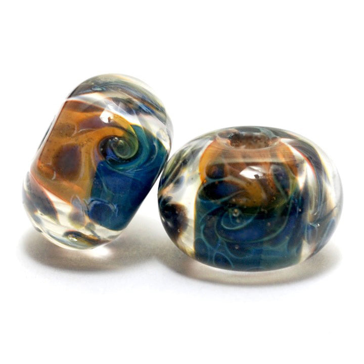 Blue & Orange Boro Rondelle Beads | Handmade Jewelry | Ruby Acorn