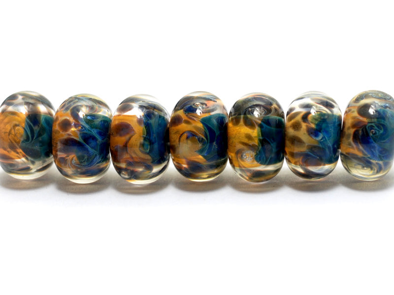 Blue & Orange Boro Rondelle Beads | Handmade Jewelry | Ruby Acorn