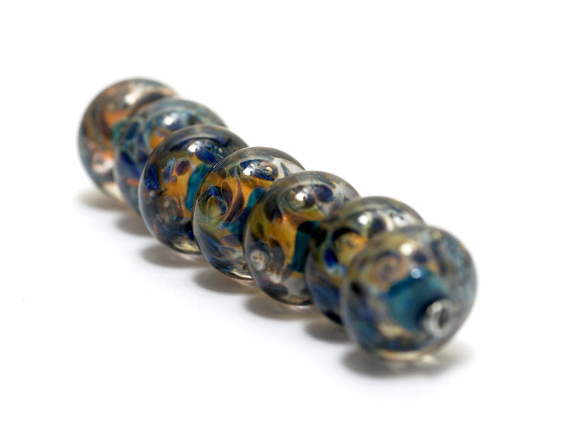 Blue & Orange Boro Rondelle Beads | Handmade Jewelry | Ruby Acorn