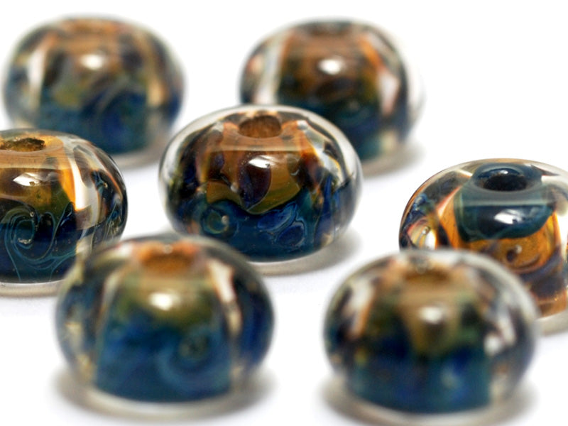 Blue & Orange Boro Rondelle Beads | Handmade Jewelry | Ruby Acorn