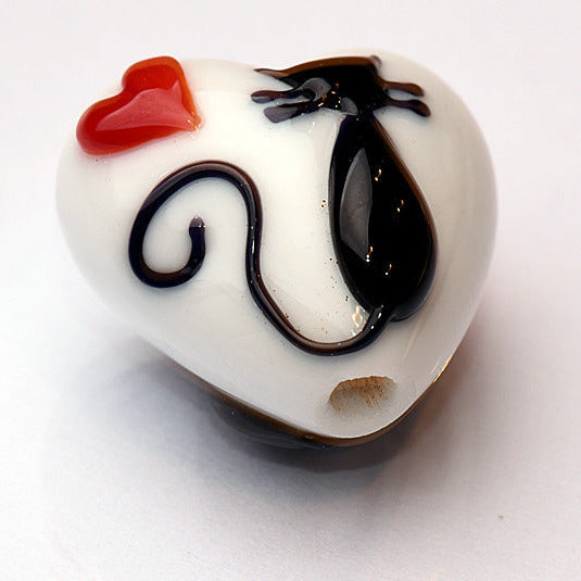 Loving Cat Heart Bead | Artisan Lampwork Beads | Ruby Acorn