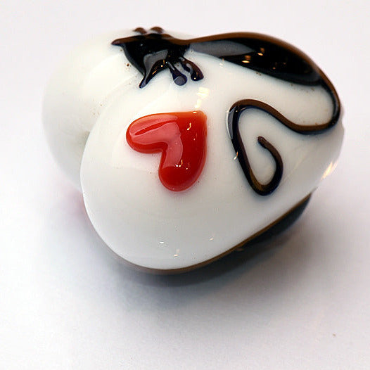 Loving Cat Heart Bead | Artisan Lampwork Beads | Ruby Acorn