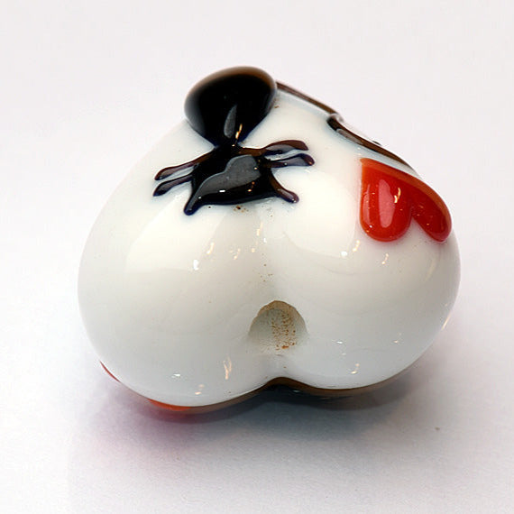 Loving Cat Heart Bead | Artisan Lampwork Beads | Ruby Acorn