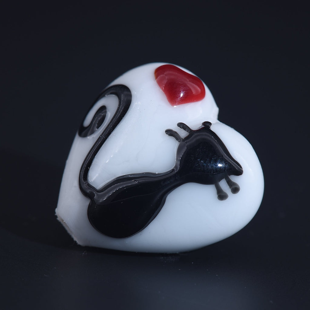 Loving Cat Heart Bead | Artisan Lampwork Beads | Ruby Acorn