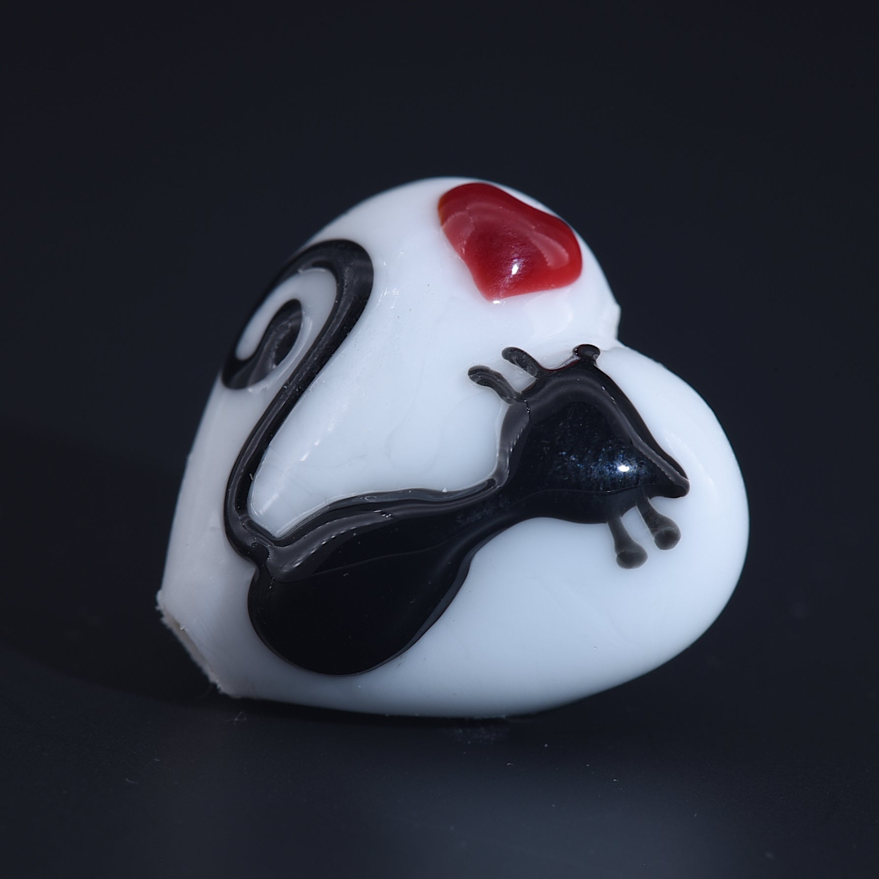 Loving Cat Heart Bead | Artisan Lampwork Beads | Ruby Acorn