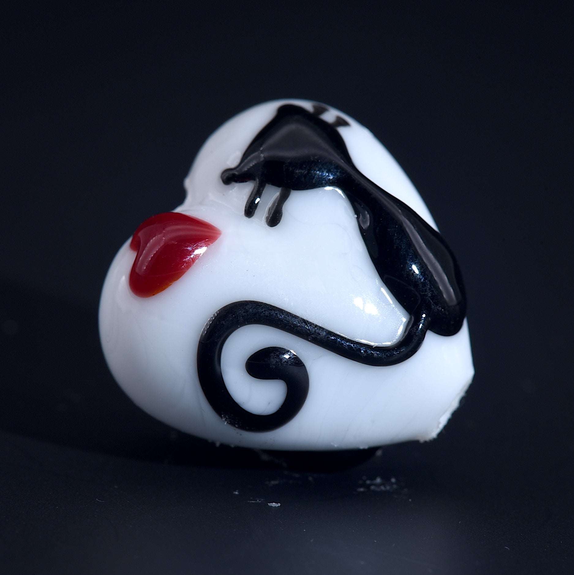 Loving Cat Heart Bead | Artisan Lampwork Beads | Ruby Acorn