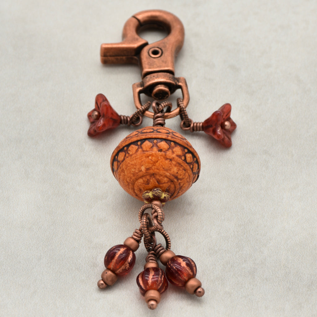 Chili Pepper red handbag charm with colorful charms and copper swivel lobster claw - handmade with love by Ruby Acorn