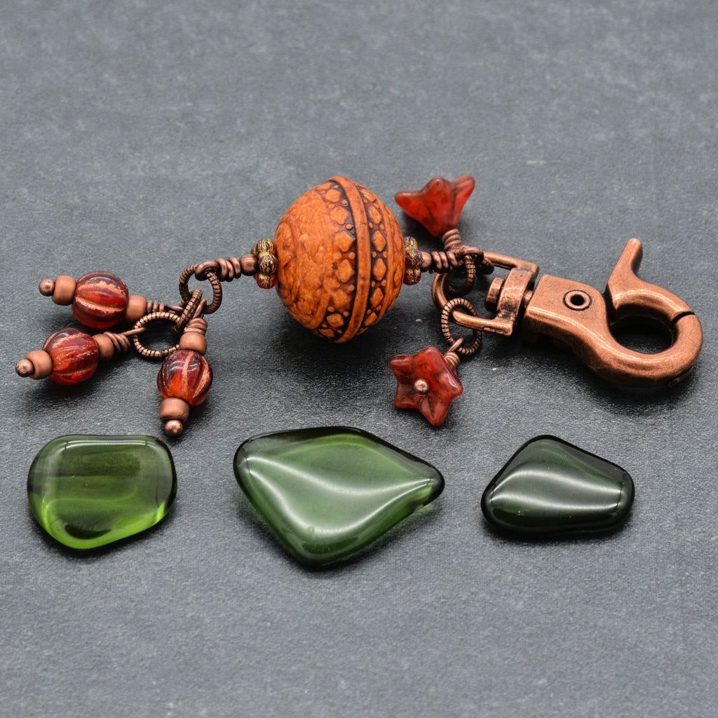 Chili Pepper red handbag charm with colorful charms and copper swivel lobster claw - handmade with love by Ruby Acorn