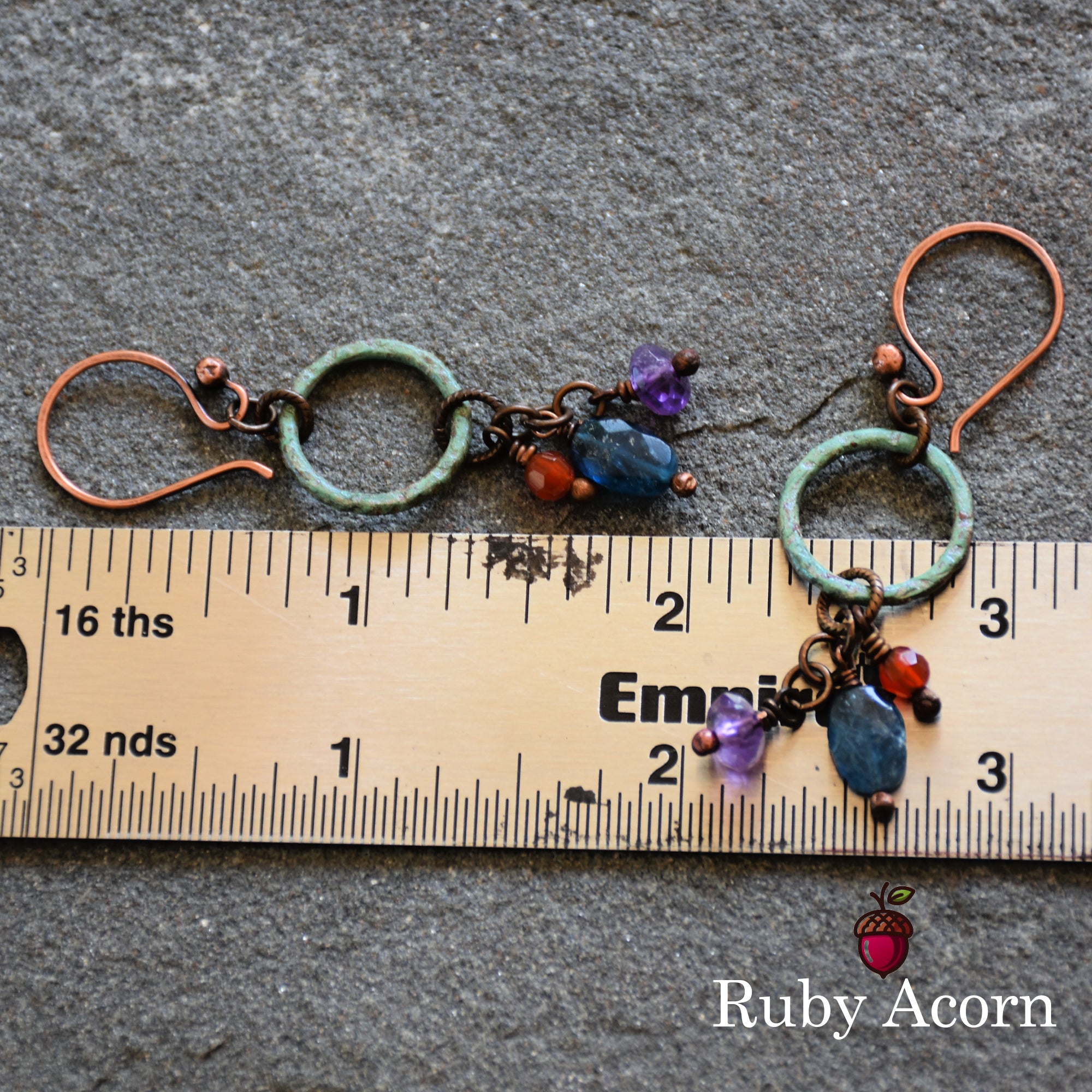 Denim Days Handmade Dangle Earrings, Amethyst, Apatite, Carnelian, Unique Mixed Media