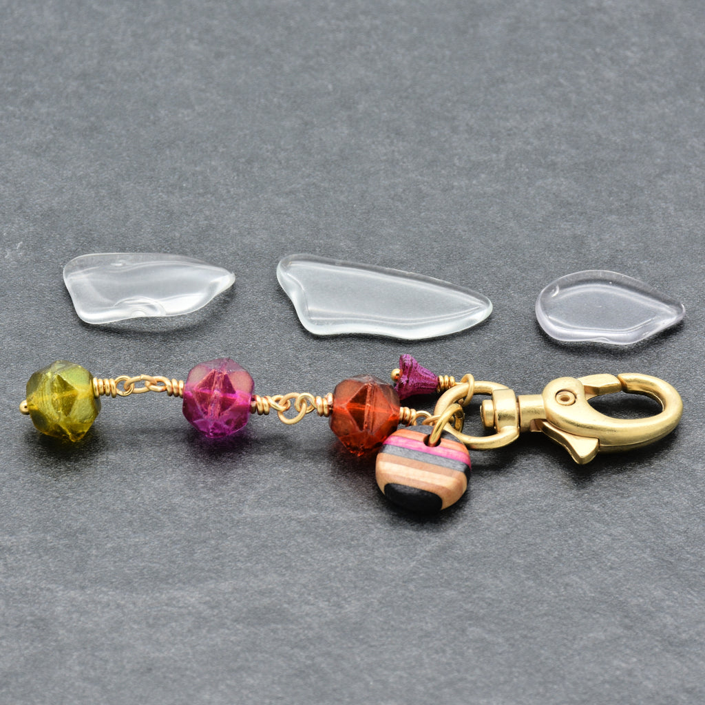 Tutti Fruity Handbag Charm - Handmade using Recycled Skateboard and Czech Glass | Handmade Jewelry | Ruby Acorn