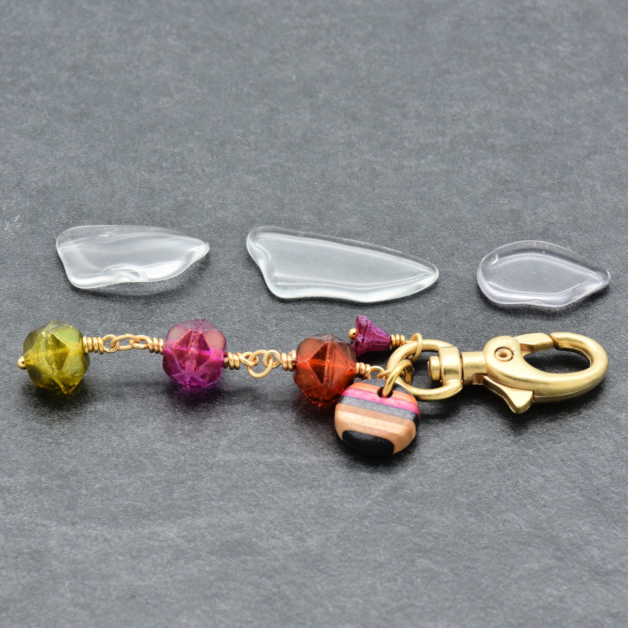Tutti Fruity Handbag Charm - Handmade using Recycled Skateboard and Czech Glass | Handmade Jewelry | Ruby Acorn