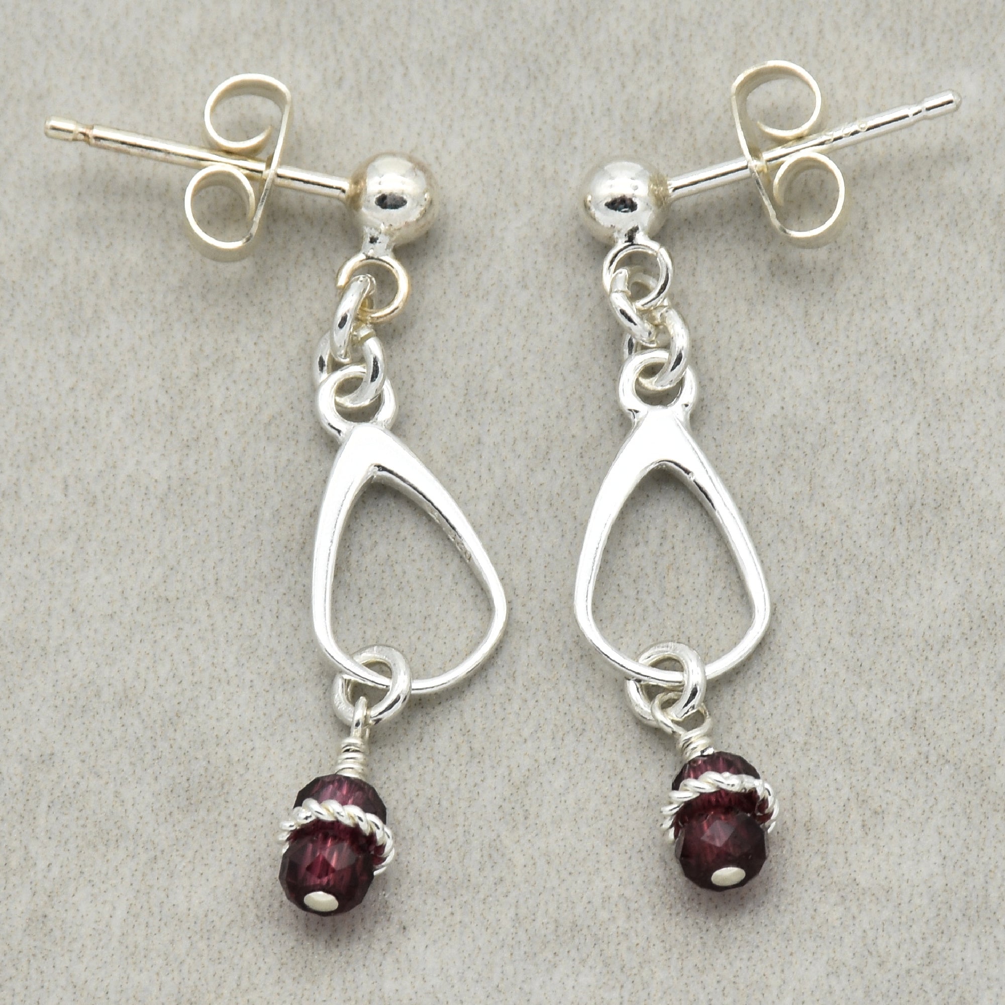 Exquisite Garnet Drops Handmade Dangle Earrings, AAA Rhodolite Garnet and Sterling Silver