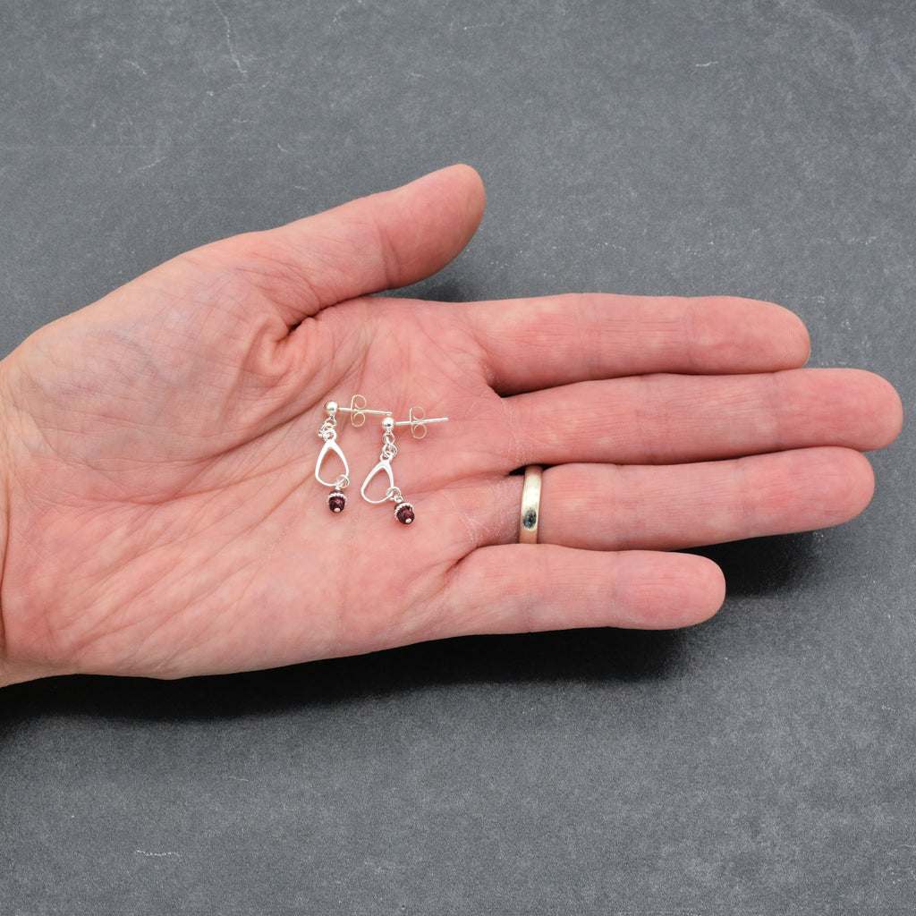 Exquisite Garnet Drops Handmade Dangle Earrings, AAA Rhodolite Garnet and Sterling Silver