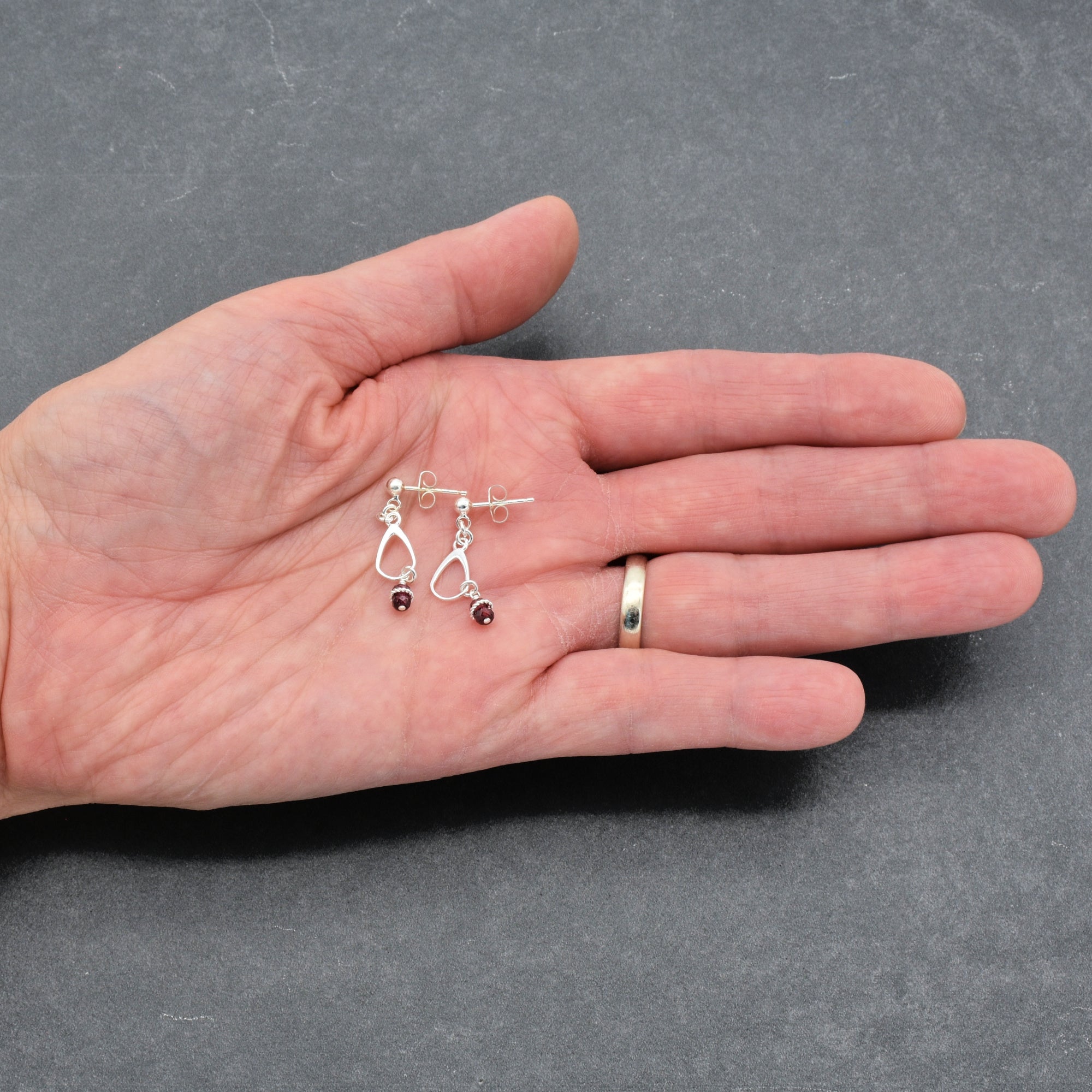 Exquisite Garnet Drops Handmade Dangle Earrings, AAA Rhodolite Garnet and Sterling Silver