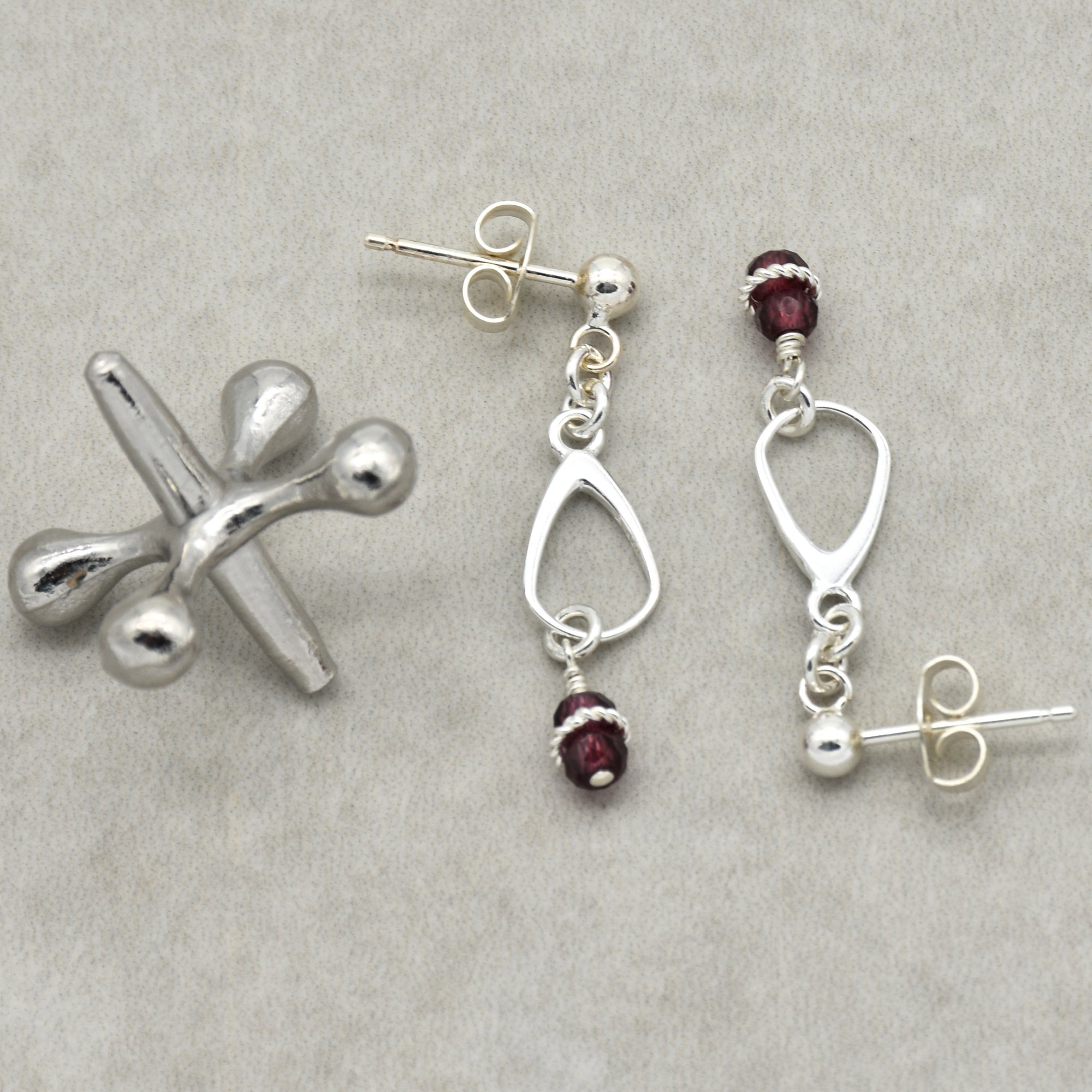 Exquisite Garnet Drops Handmade Dangle Earrings, AAA Rhodolite Garnet and Sterling Silver