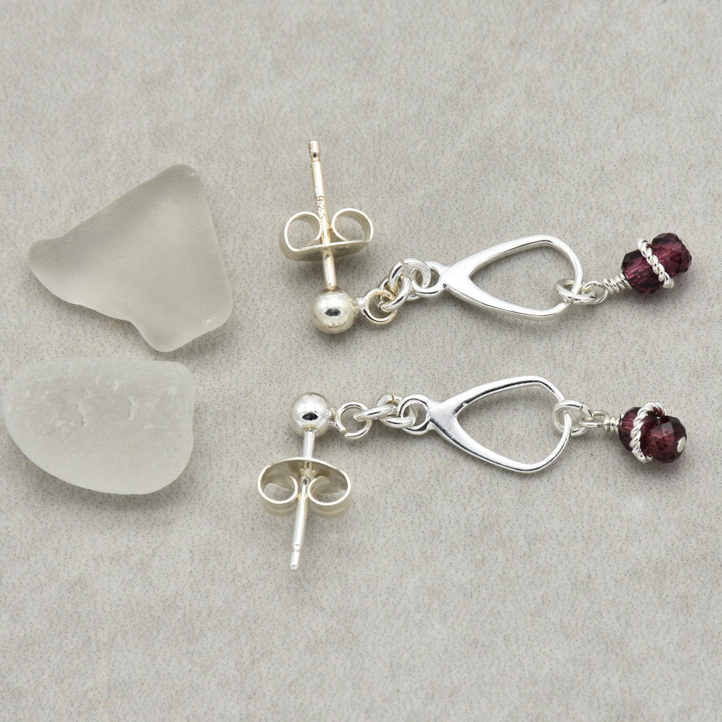Exquisite Garnet Drops Handmade Dangle Earrings, AAA Rhodolite Garnet and Sterling Silver