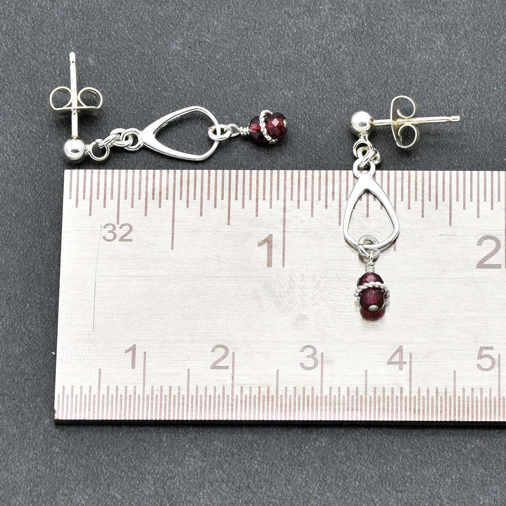 Exquisite Garnet Drops Handmade Dangle Earrings, AAA Rhodolite Garnet and Sterling Silver