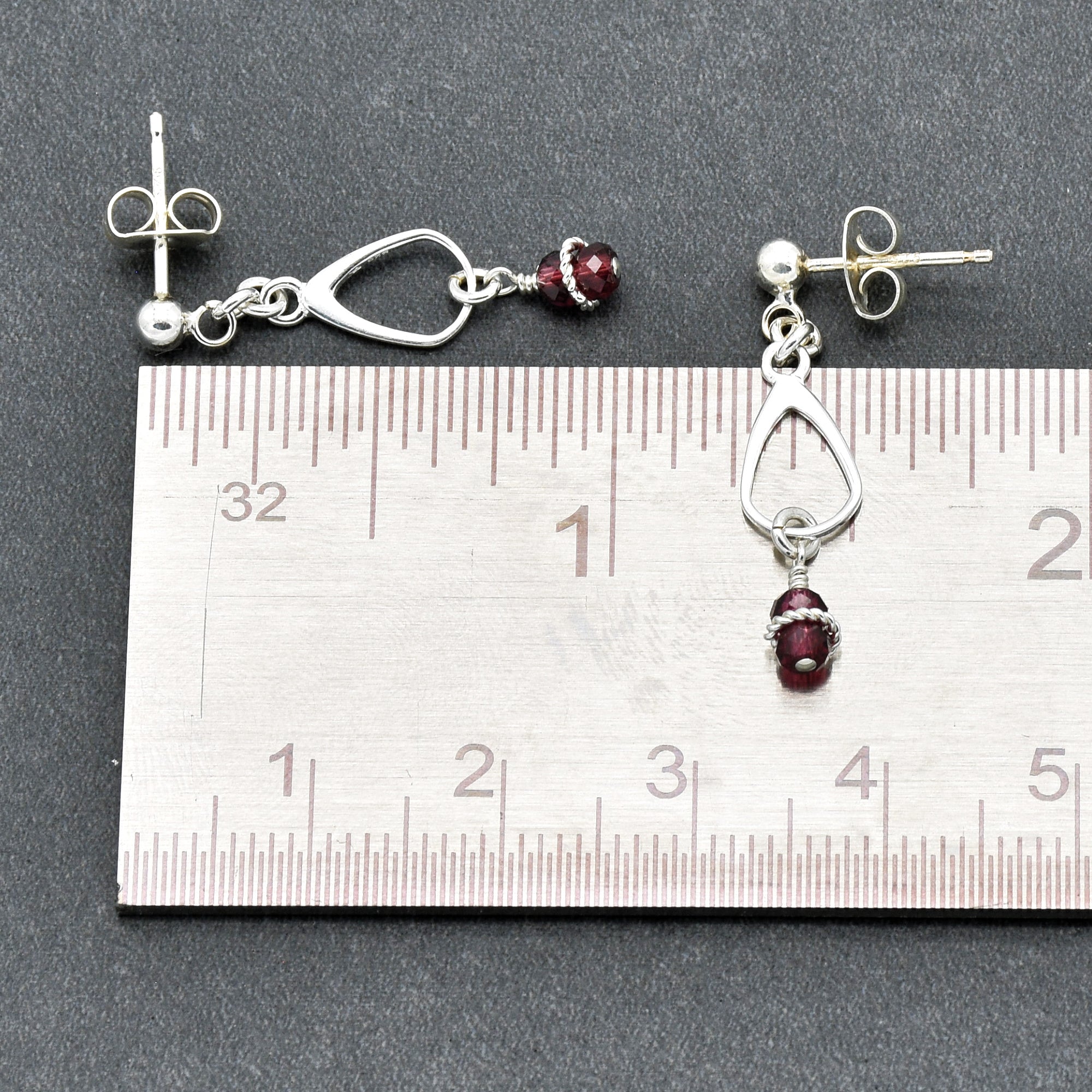 Exquisite Garnet Drops Handmade Dangle Earrings, AAA Rhodolite Garnet and Sterling Silver