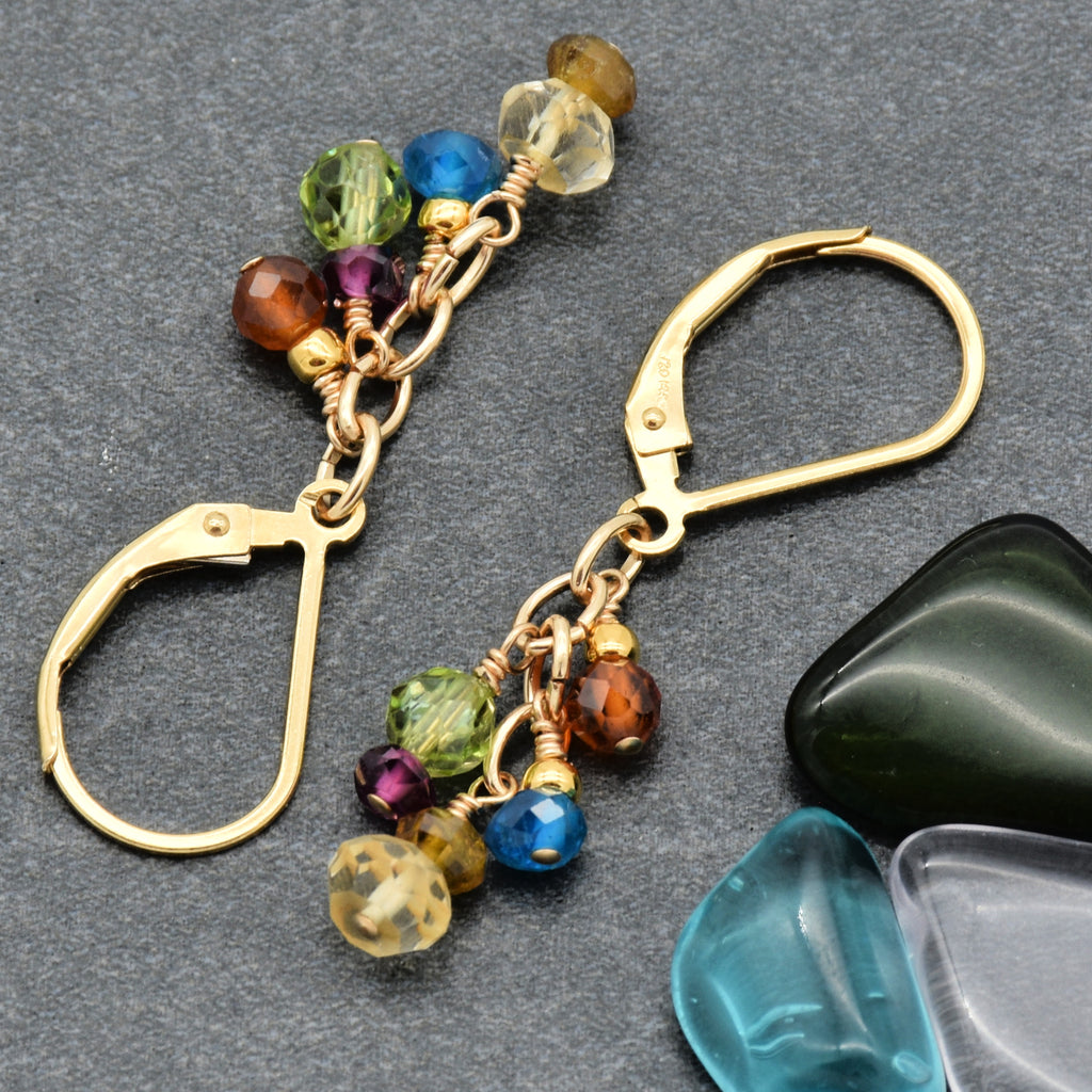 Gold Rush Statement Earrings - Handmade Gold Filled Multi-gem