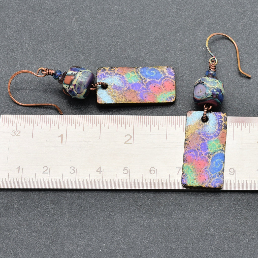 Groovy Handmade Earrings - Artisan Lampwork Glass, Artisan Polymer Clay Retro Charms
