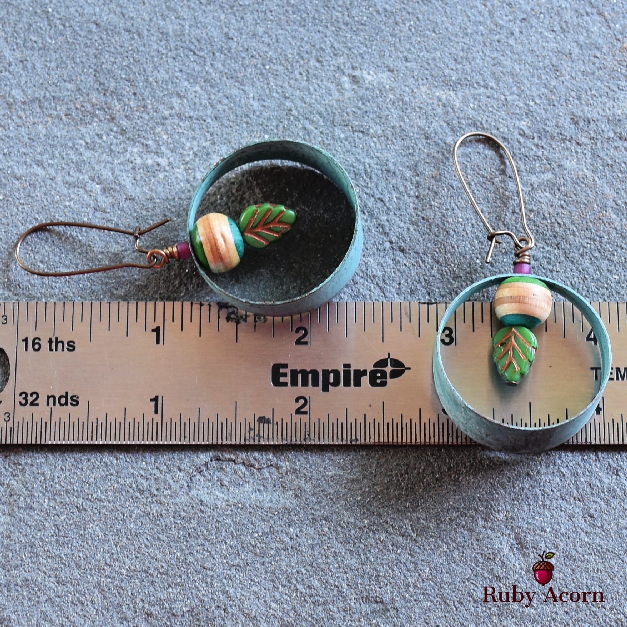 Gypsy Hoops Handmade Earrings, Recycled Skate Board, Artisan Hoops, Czech Glass