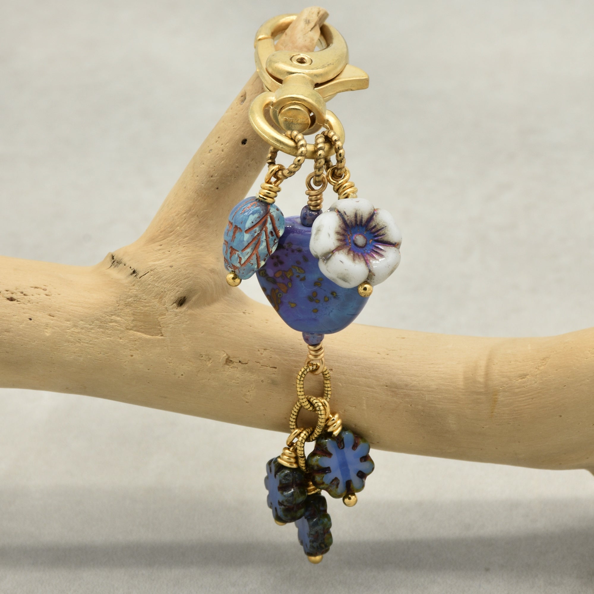 Periwinkle Pixie Dust Handbag Charm - Handmade With Love using Artisan lampwork glass | Handmade Jewelry | Ruby Acorn