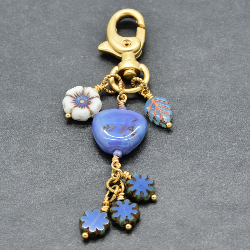 Periwinkle Pixie Dust Handbag Charm - Handmade With Love using Artisan lampwork glass | Handmade Jewelry | Ruby Acorn