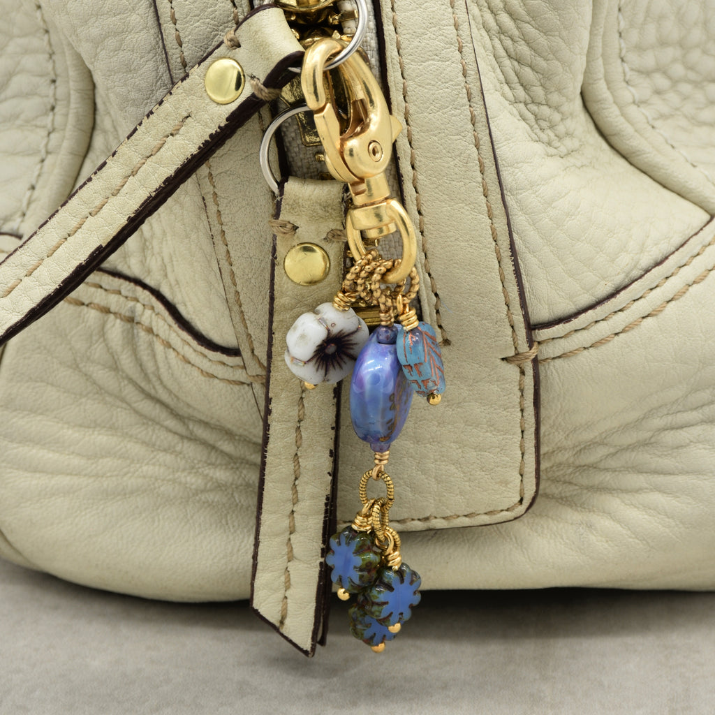 Periwinkle Pixie Dust Handbag Charm - Handmade With Love using Artisan lampwork glass | Handmade Jewelry | Ruby Acorn