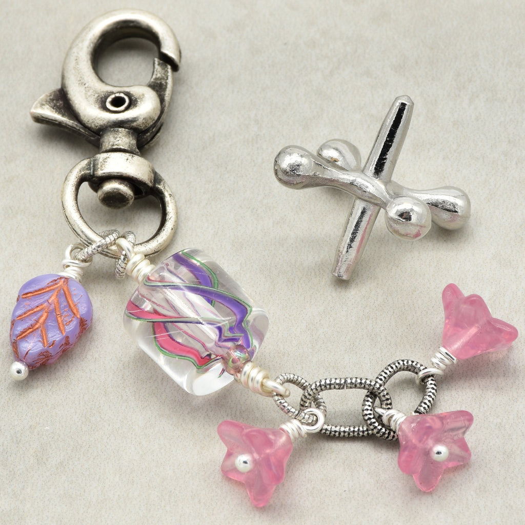Pinky Promise Handbag Charm - Cane Glass & Czech Glass | Handmade Jewelry | Ruby Acorn