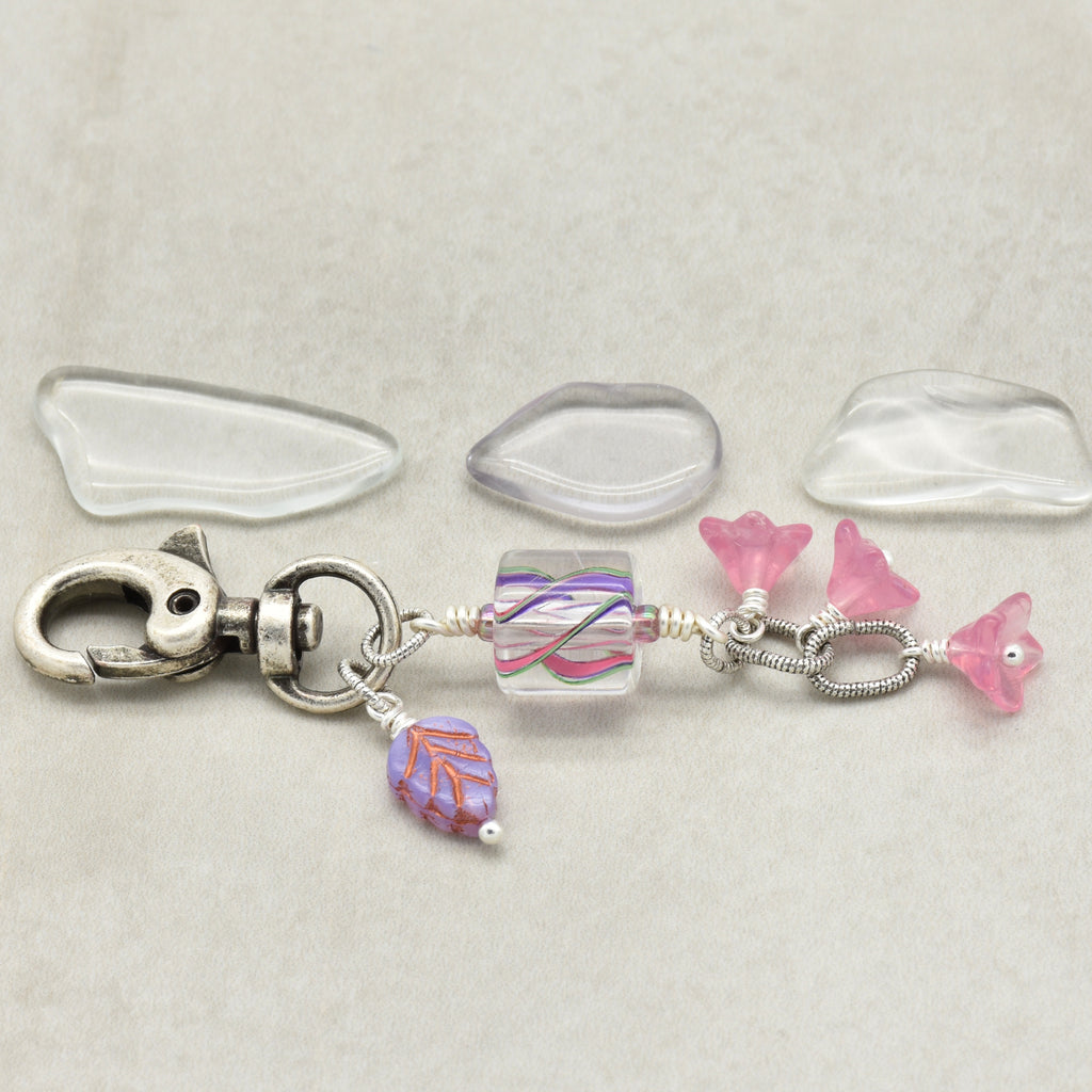 Pinky Promise Handbag Charm - Cane Glass & Czech Glass | Handmade Jewelry | Ruby Acorn