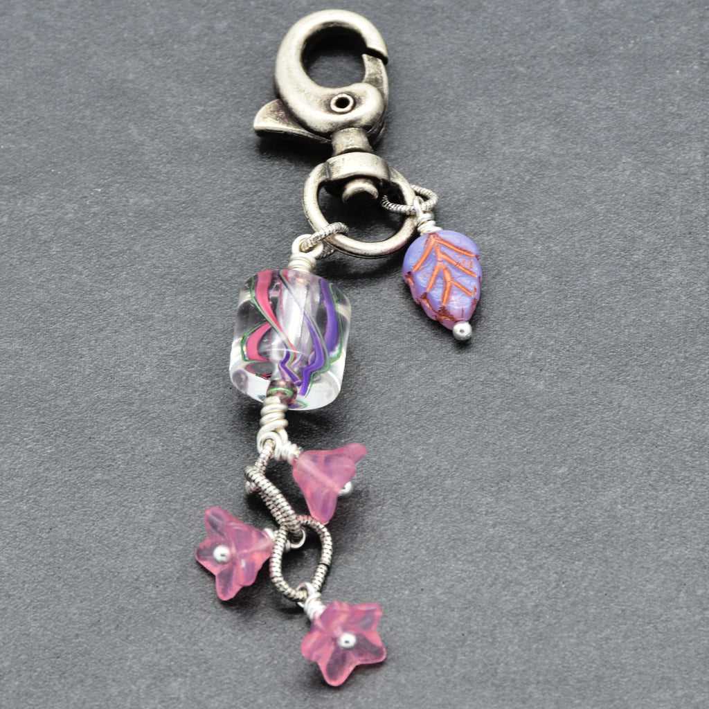 Pinky Promise Handbag Charm - Cane Glass & Czech Glass | Handmade Jewelry | Ruby Acorn