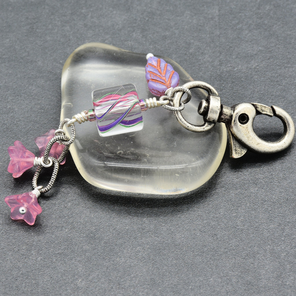 Pinky Promise Handbag Charm - Cane Glass & Czech Glass | Handmade Jewelry | Ruby Acorn