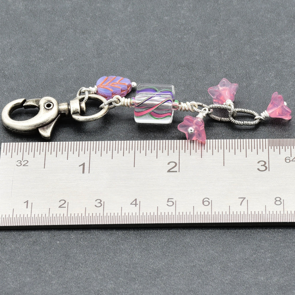 Pinky Promise Handbag Charm - Cane Glass & Czech Glass | Handmade Jewelry | Ruby Acorn