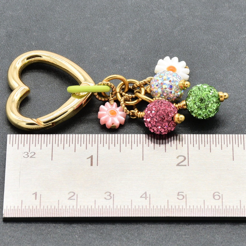 Pastel Beaded Handbag Charm - 18K Gold Plated Heart Clasp & Pave Beads | Handmade Jewelry | Ruby Acorn