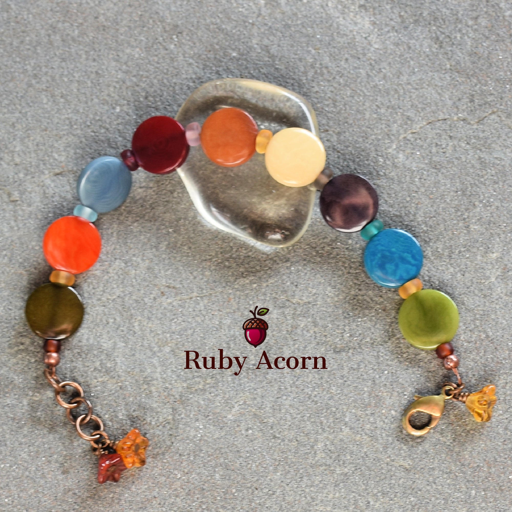 Groovy Mod Squad Multi-Color Handmade Bracelet with Tagua Nut Beads and Czech Glass