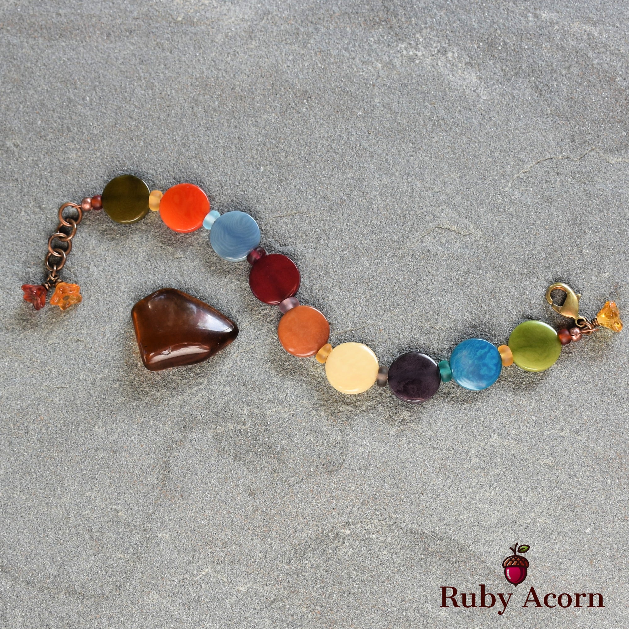 Groovy Mod Squad Multi-Color Handmade Bracelet with Tagua Nut Beads and Czech Glass