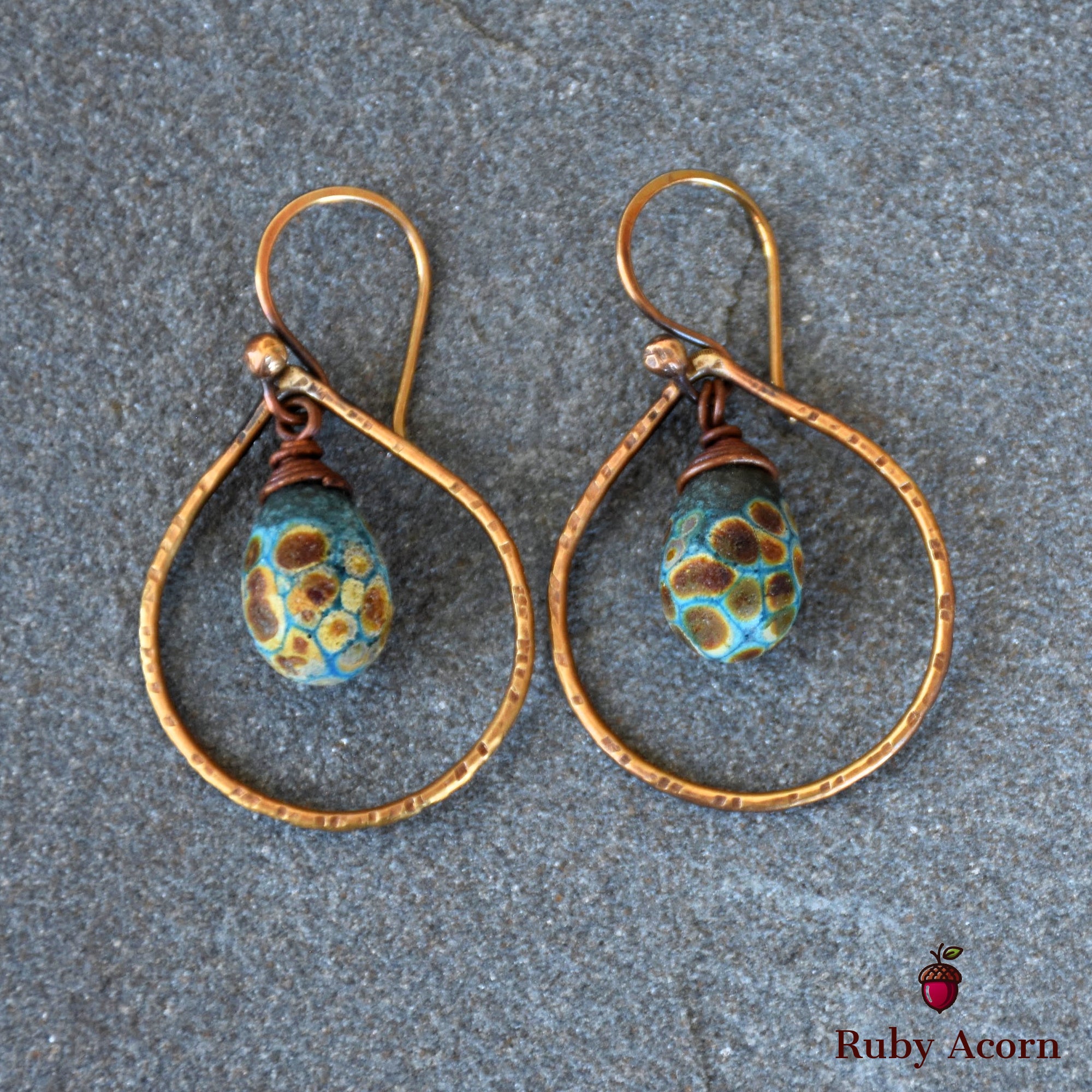 Turquoise Drops Handmade Dangle Earrings, Gorgeous Artisan Lampwork Glass