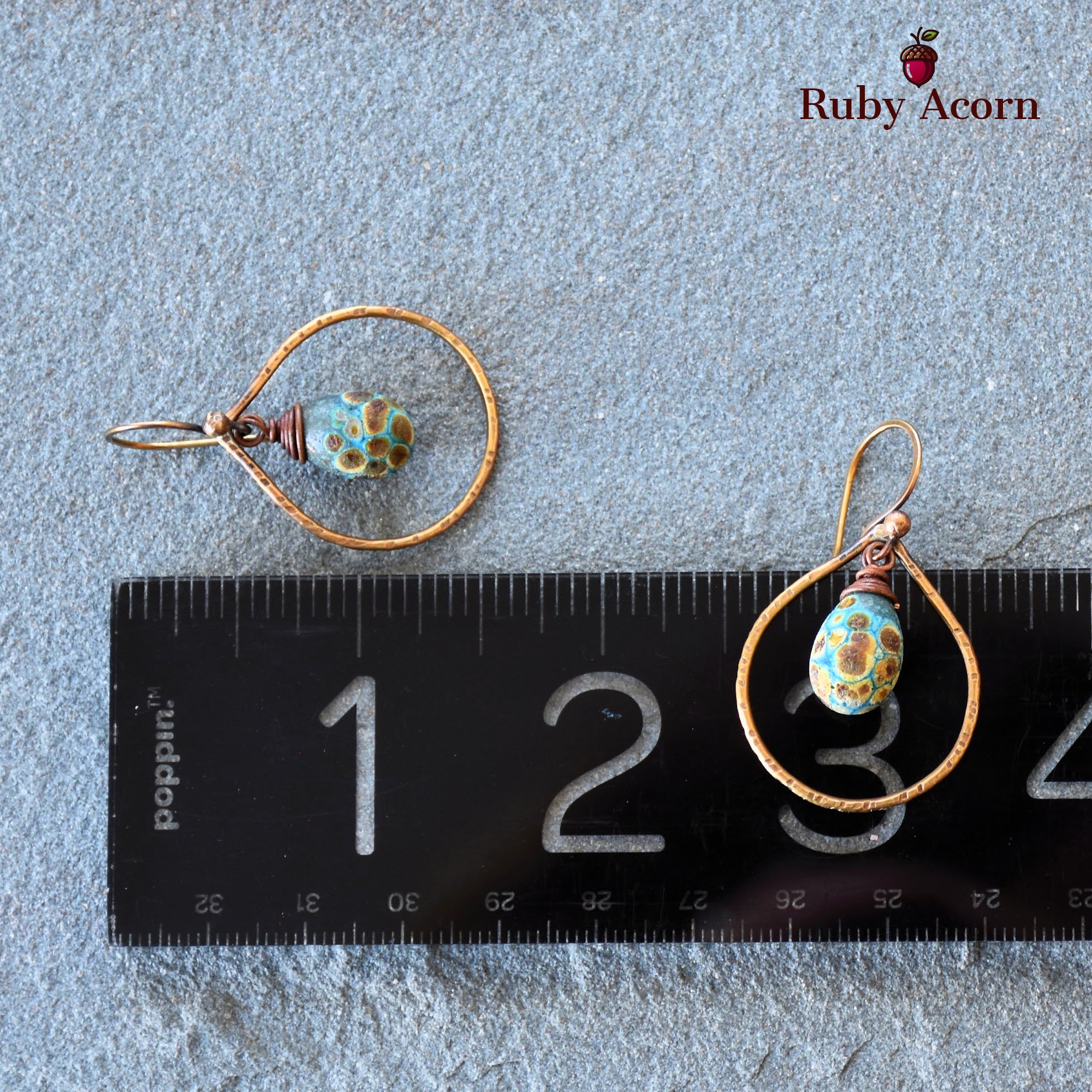 Turquoise Drops Handmade Dangle Earrings, Gorgeous Artisan Lampwork Glass