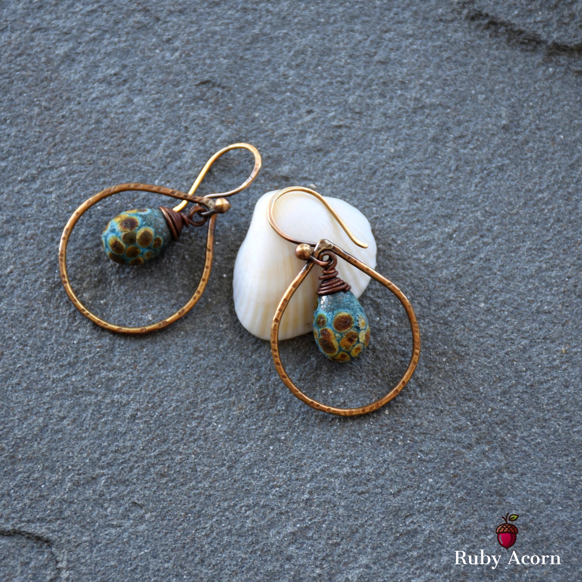 Turquoise Drops Handmade Dangle Earrings, Gorgeous Artisan Lampwork Glass