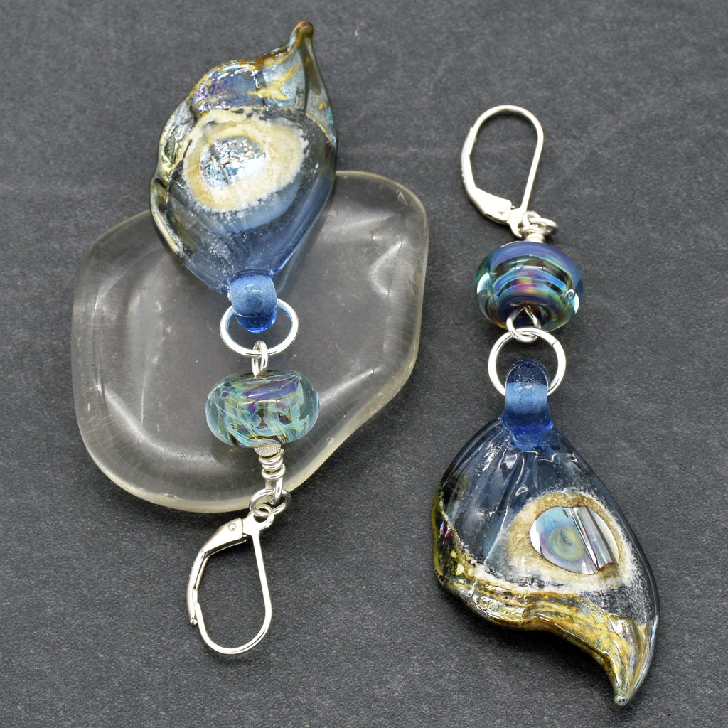 Exquisite Butterfly Wings Handmade Statement Earrings, Artisan Lampwork Glass, Sterling Silver
