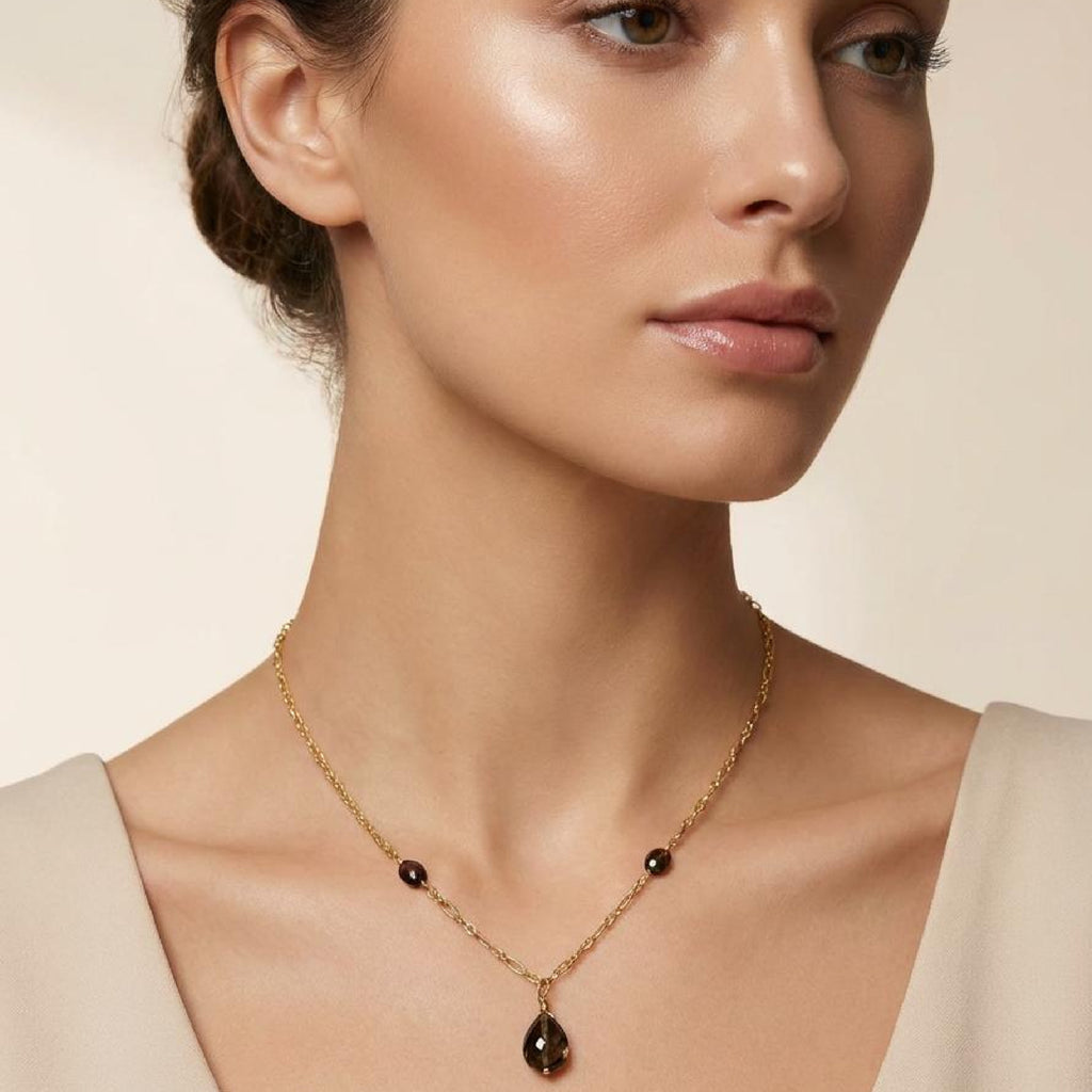 Freya Necklace - Handmade with Smoky Quartz | Handmade Jewelry | Ruby Acorn