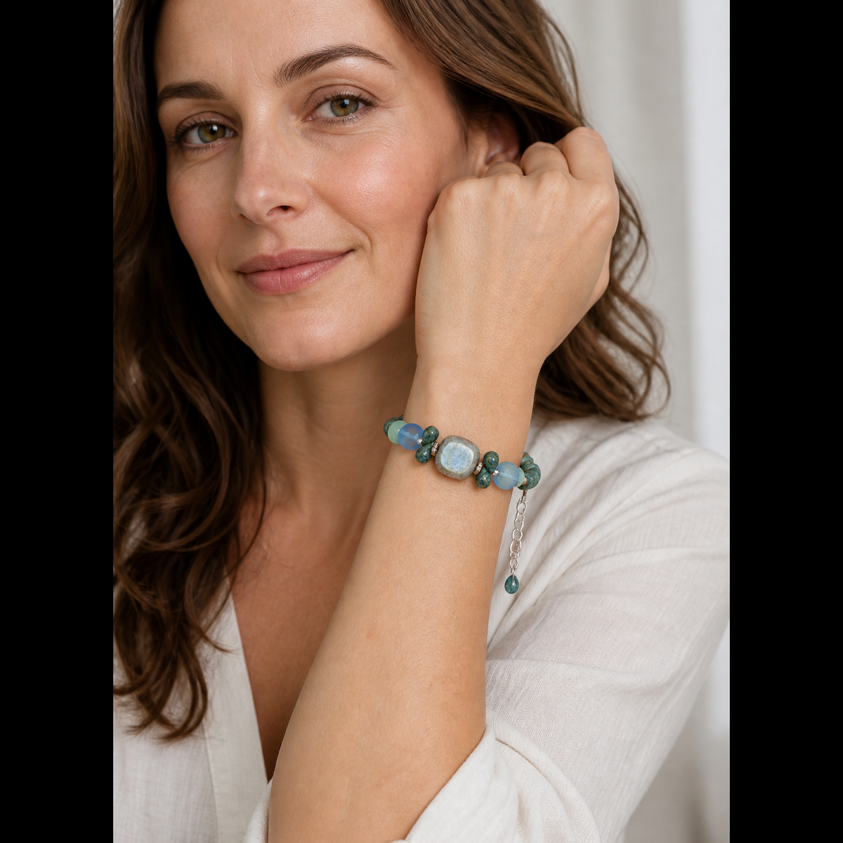 Blue Skies Bracelet - Handmade Love using Amazonite and Czech Glass