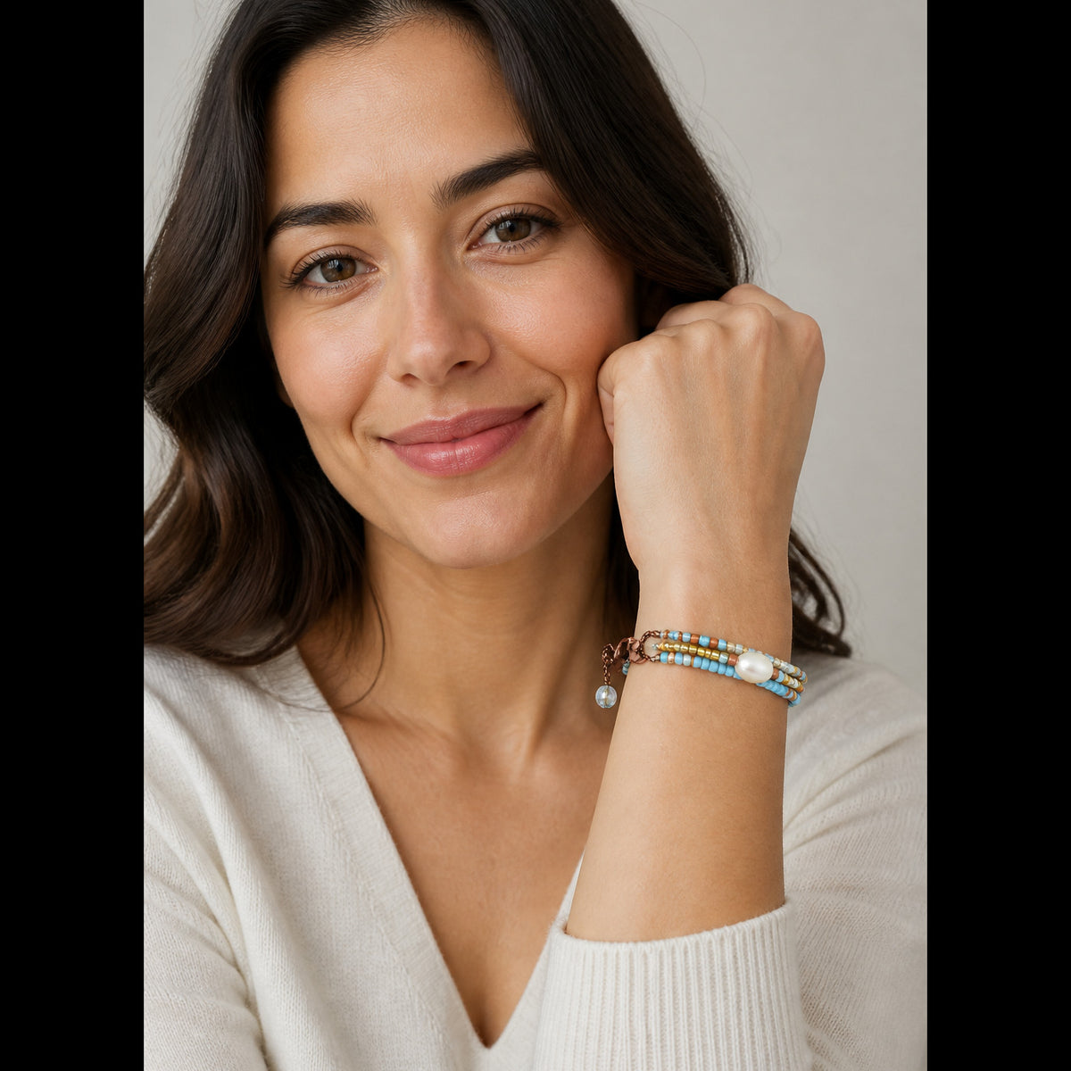 Perla Bracelet - Triple Strand Beaded | Adjustable | Made with Love
