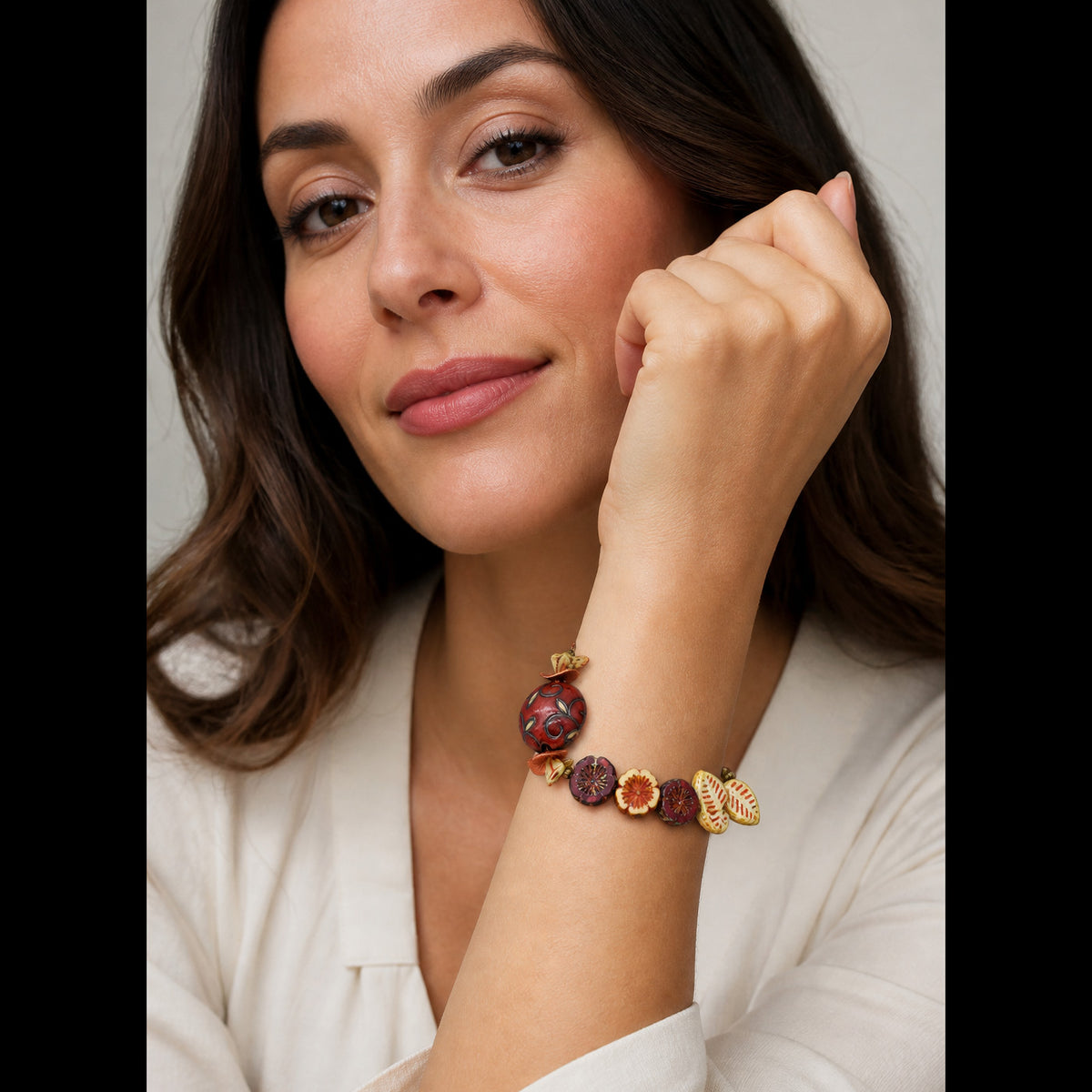 Red Delicious Beaded Bracelet - Unique Handmade Jewelry
