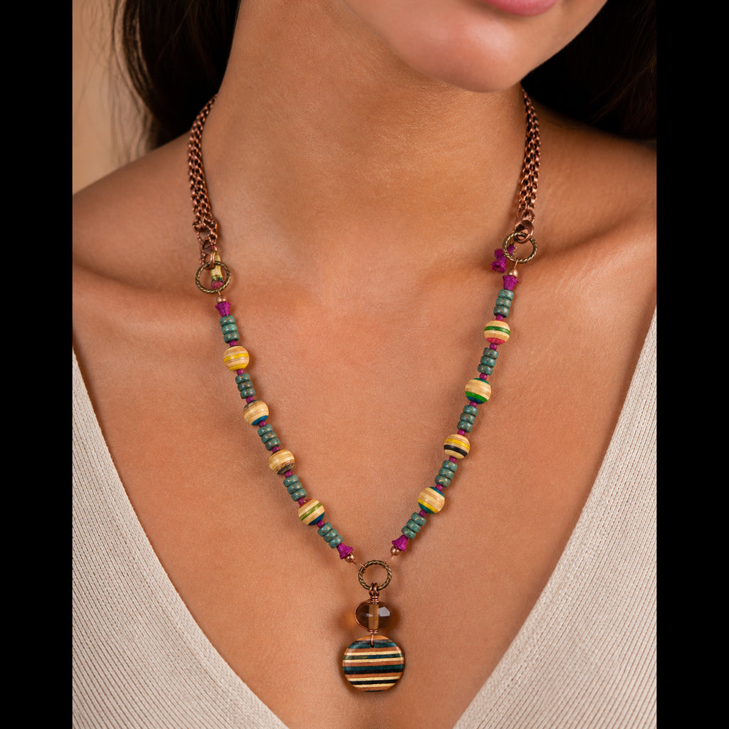 Bicycle Chain & Skateboard Necklace - Handmade Upcycled Art