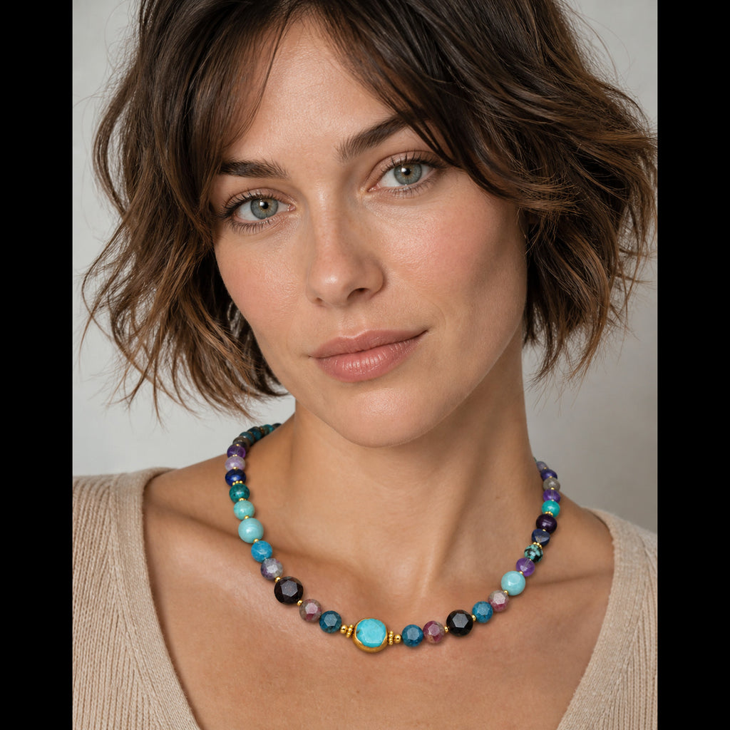 Jewels Necklace - Multi-stone Beaded Necklace Made with Love