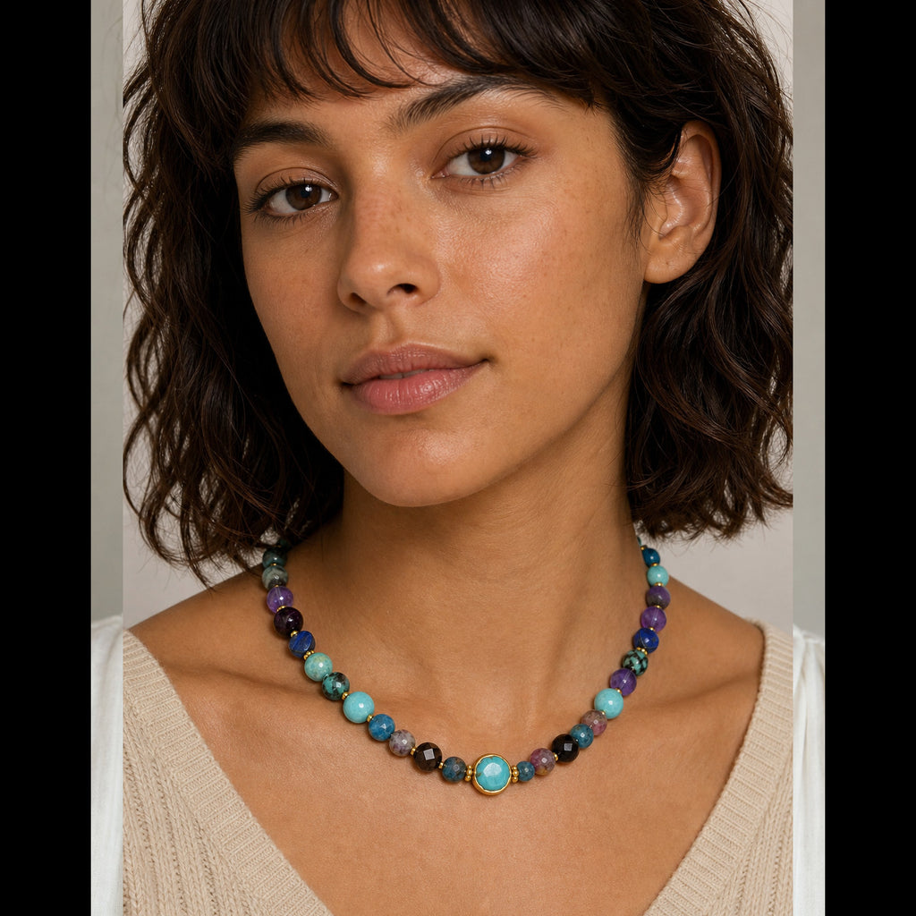 Jewels Necklace - Multi-stone Beaded Necklace Made with Love